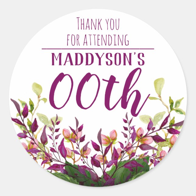 Thank You 80th 90th 91st 92nd 95th 98th 99th Classic Round Sticker (Front)