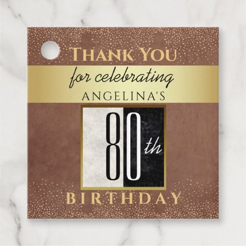 Thank You 80th Birthday Elegant Gold Favor Tags