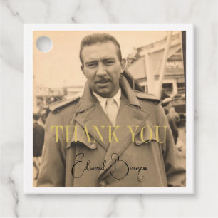 Thank You 80th Birthday Photo Male Modern Favor Tags