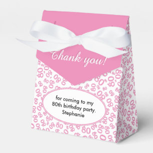 Thank You 80th Birthday Pink/White Number Pattern Favor Boxes