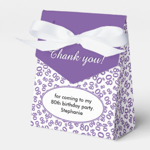 Thank You 80th Birthday Purple Number Pattern Favor Boxes