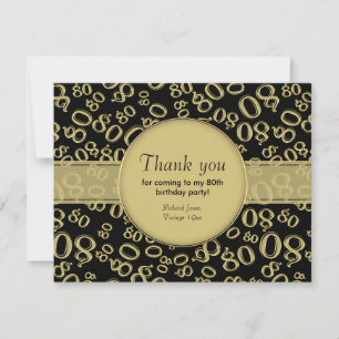 Thank You: 80th Black/Gold Bday Number Pattern