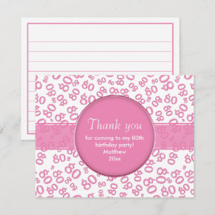 Thank You: 80th Pink/White Number Pattern