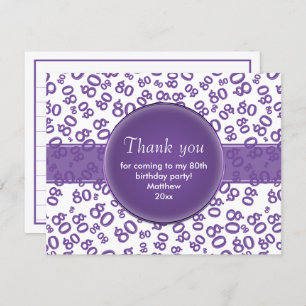 Thank You: 80th Purple/White Number Pattern