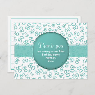 Thank You: 80th Teal/White Number Pattern