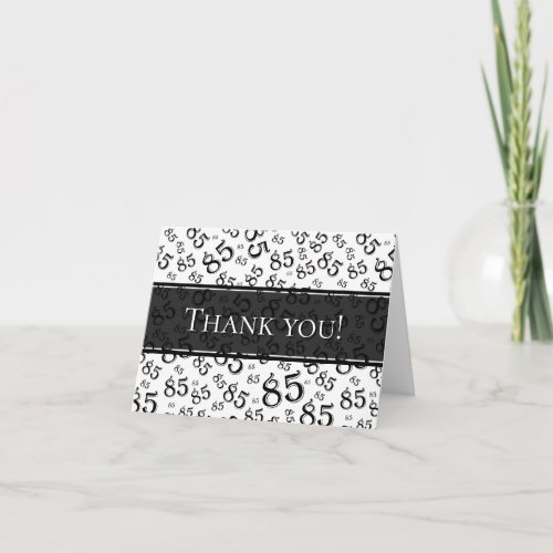 Thank you 85th BlackWhite Number Pattern Thank You Card