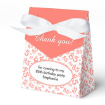 Thank You 85th Coral/White Random Number Pattern Favor Boxes