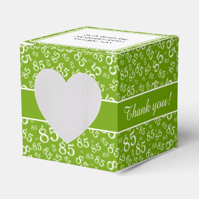 "Thank you" 85th Party Green Random Number Pattern Favor Boxes (Front Side)