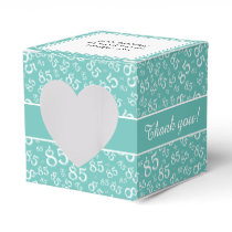 "Thank you" 85th Party Teal Random Number Pattern Favor Boxes