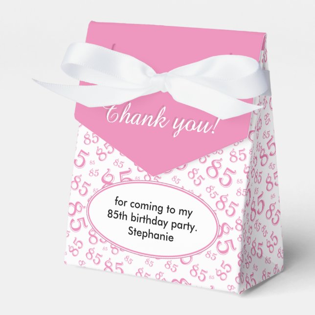 Thank You 85th Pink/White Random Number Pattern Favor Boxes (Front Side)