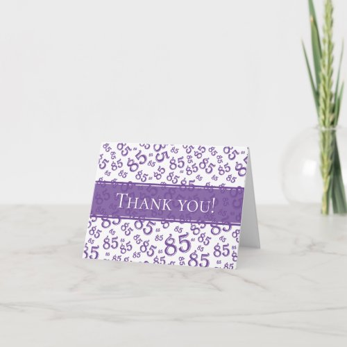 Thank you 85th Purple and White Number Pattern Thank You Card