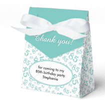 Thank You 85th Teal/White Random Number Pattern Favor Boxes