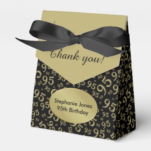 Thank You 95th Birthday BlackGold Number Pattern Favor Boxes