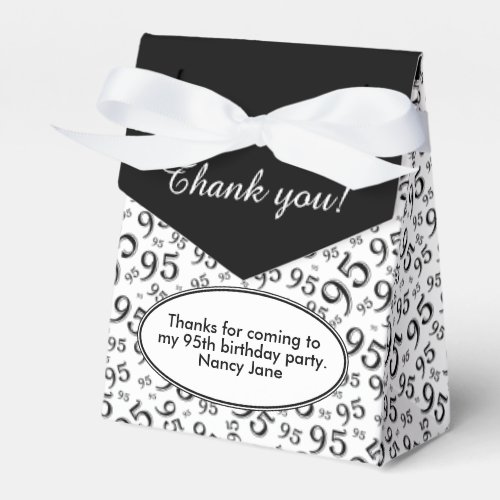 Thank You 95th Birthday BlackWhite Number Pattern Favor Boxes