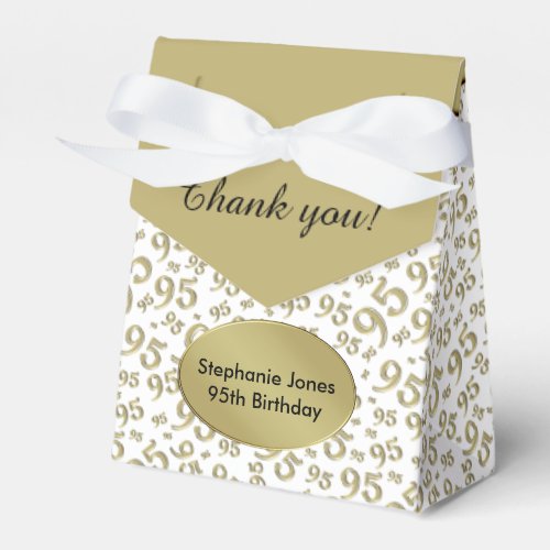 Thank You 95th Birthday GoldWhite Number Pattern Favor Boxes