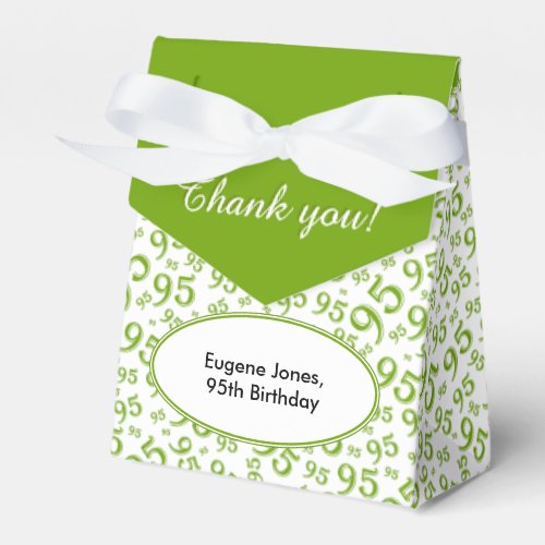 Thank You 95th Birthday GreenWhite Number Pattern Favor Boxes