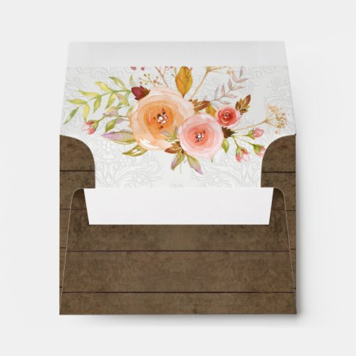 Thank You A2 Wooden Rustic Painted Floral Wedding Envelope