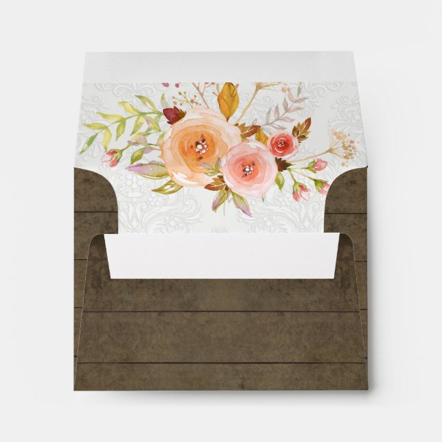 Thank You A2 Wooden Rustic Painted Floral Wedding Envelope (Back (Bottom))