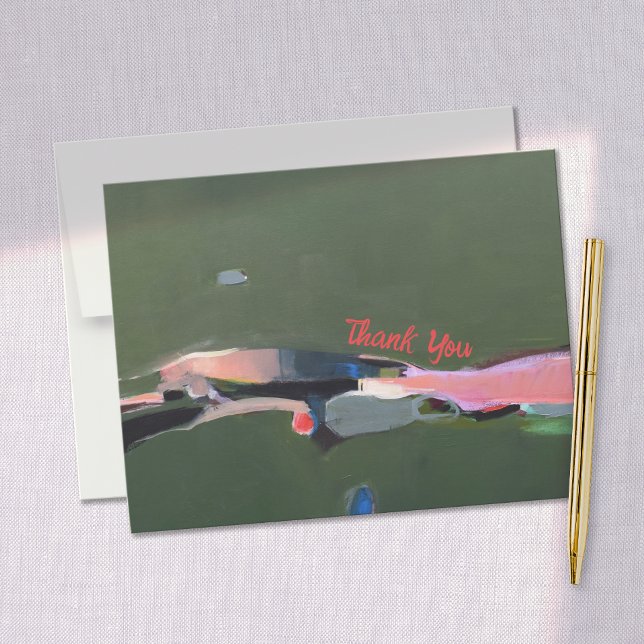 Thank You Abstract Art Painting Note Card (Creator Uploaded)