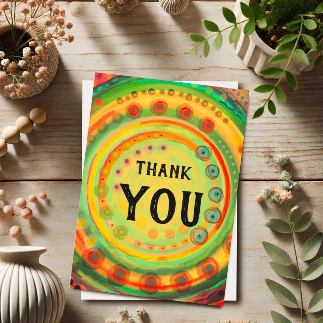 Thank You Abstract Colorful Cheerful Fun  Card (Creator Uploaded)