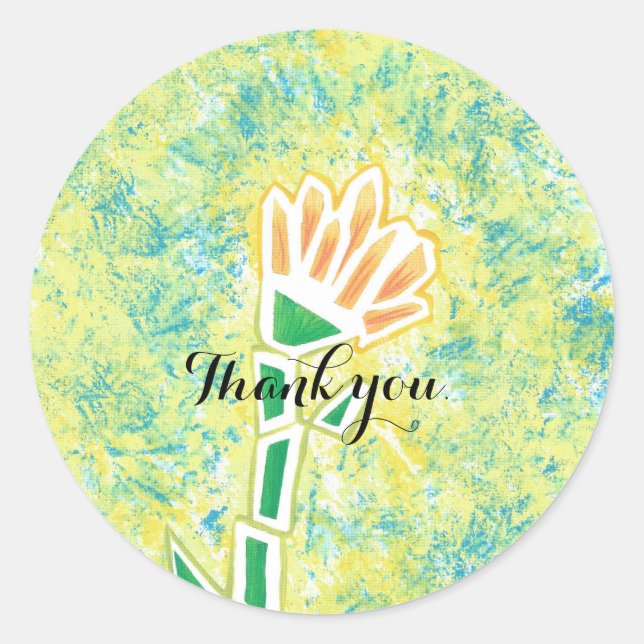 Thank you Abstract Floral Flower Stickers (Front)