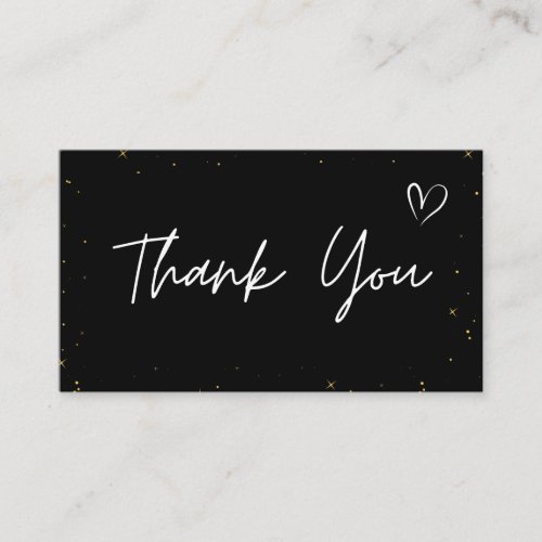 Thank You Abstract Glitter Star Pattern Love Black Business Card