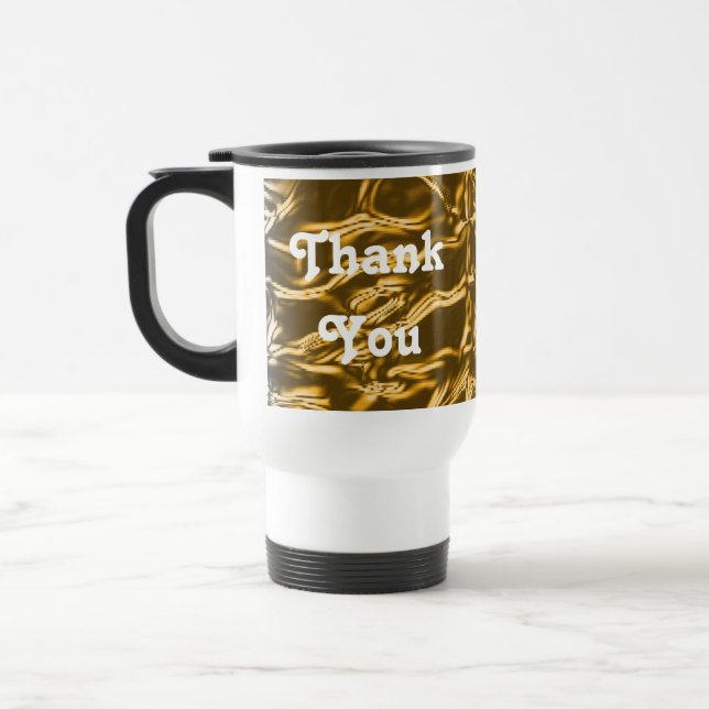 Thank You Abstract Lines Elegant Gold Appreciation Travel Mug (Left)