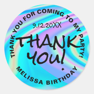 Thank you abstract turquoise colorful design classic round sticker