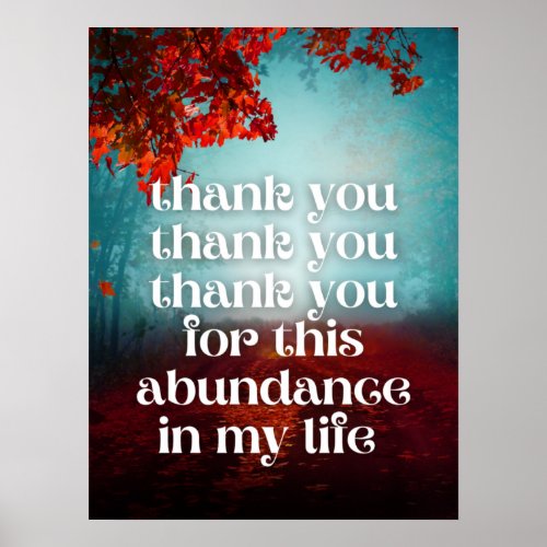 Thank You Abundance Money Law of Attraction Quote Poster