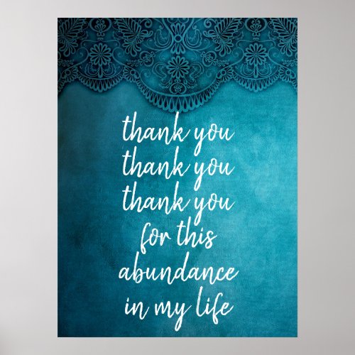 Thank You Abundance Money Law of Attraction Quote Poster