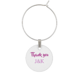 Thank you add couple name initial letter PURPLE PI Wine Charm