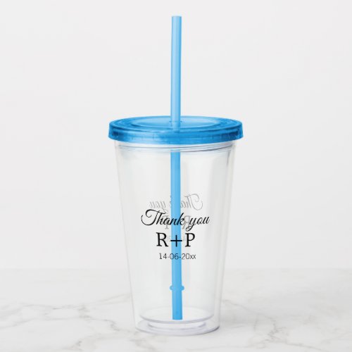 Thank you add couple name initial letter text date acrylic tumbler