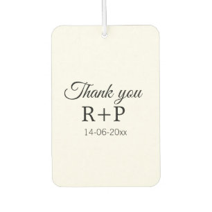 Thank you add couple name initial letter text date air freshener