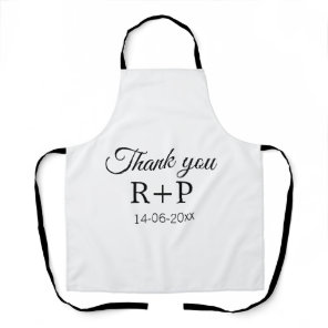 Thank you add couple name initial letter text date apron