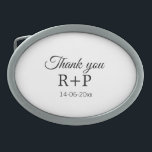 Thank you add couple name initial letter text date belt buckle<br><div class="desc">For lovers like us</div>