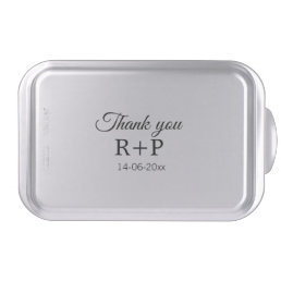 Thank you add couple name initial letter text date cake pan