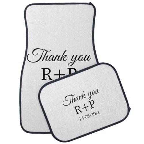 Thank you add couple name initial letter text date car floor mat