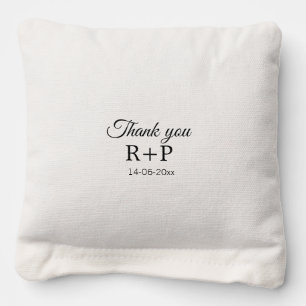 Thank you add couple name initial letter text date cornhole bags