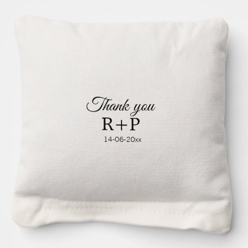 Thank you add couple name initial letter text date cornhole bags