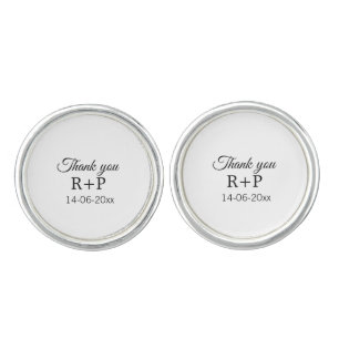 Thank you add couple name initial letter text date cufflinks