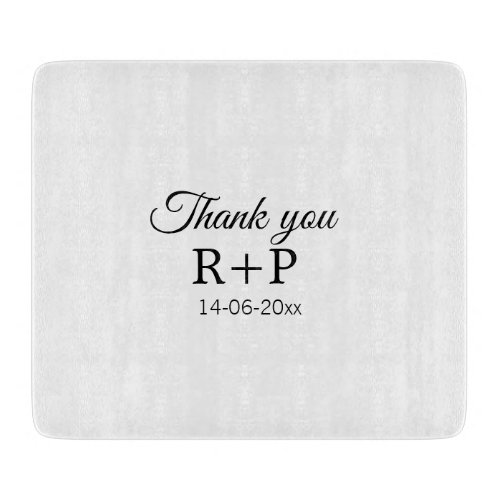 Thank you add couple name initial letter text date cutting board