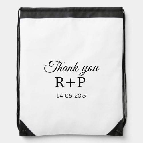 Thank you add couple name initial letter text date drawstring bag