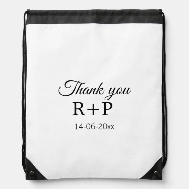 Thank you add couple name initial letter text date drawstring bag (Front)