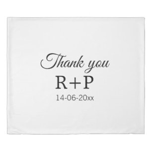 Thank you add couple name initial letter text date duvet cover