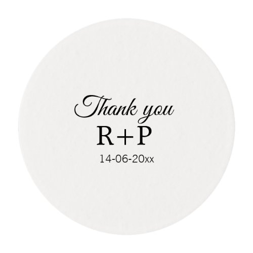 Thank you add couple name initial letter text date edible frosting rounds