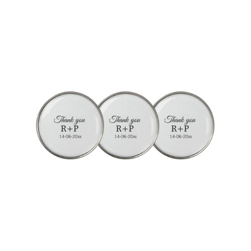 Thank you add couple name initial letter text date golf ball marker