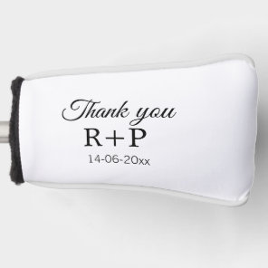 Thank you add couple name initial letter text date golf head cover