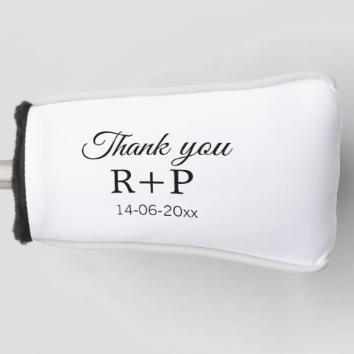 Thank you add couple name initial letter text date golf head cover