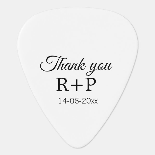 Thank you add couple name initial letter text date guitar pick (Front)