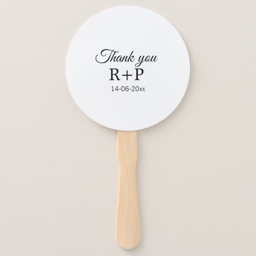 Thank you add couple name initial letter text date hand fan